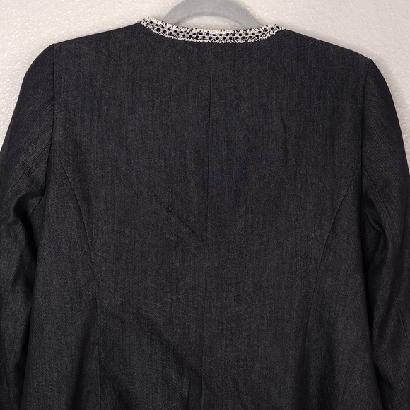 NWT Talbots Petite Tweed Fringe Denim Lined Patch Pockets Business Blazer Sz 8P - Picture 7 of 15